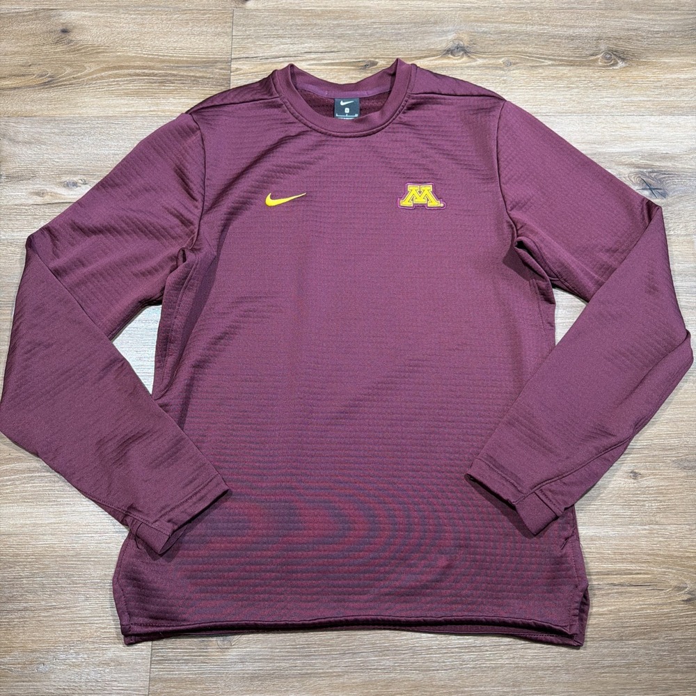Nike Men's SMALL Minnesota Golden Gophers Waffle Fleece Sweatshirt Red Thermal